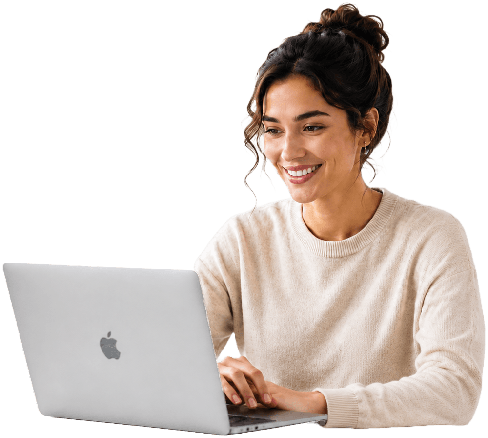 Kundebehandler som jobber med Kigent på laptop